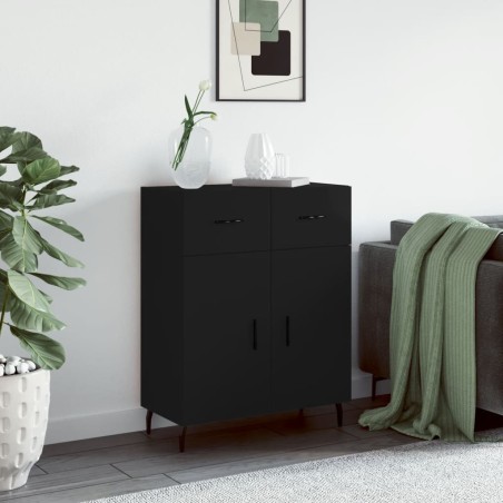 vidaXL Aparador de madera de ingeniería negro 69,5x34x90 cm