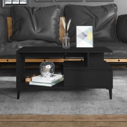 vidaXL Mesa de centro madera contrachapada negro 90x49x45 cm