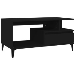vidaXL Mesa de centro madera contrachapada negro 90x49x45 cm