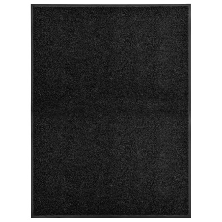 vidaXL Felpudo lavable negro 90x120 cm