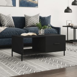 vidaXL Mesa de centro madera contrachapada negro 90x50x40 cm