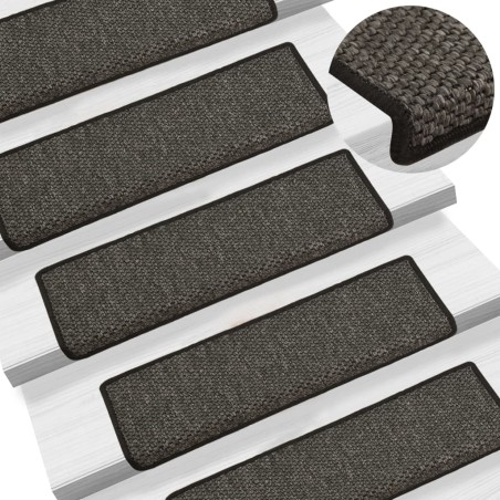 vidaXL Alfombra autoadhesiva escalera sisal 15 uds antracita 65x21x4cm