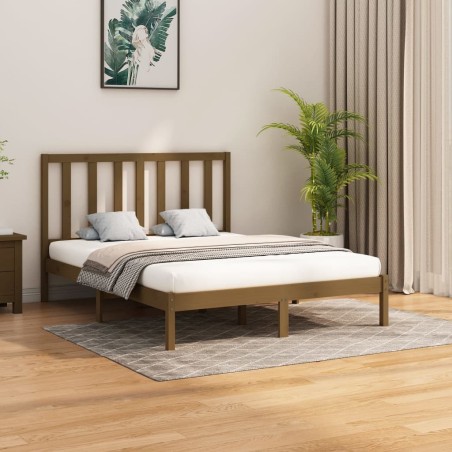 vidaXL Estructura de cama madera maciza marrón miel 140x200 cm