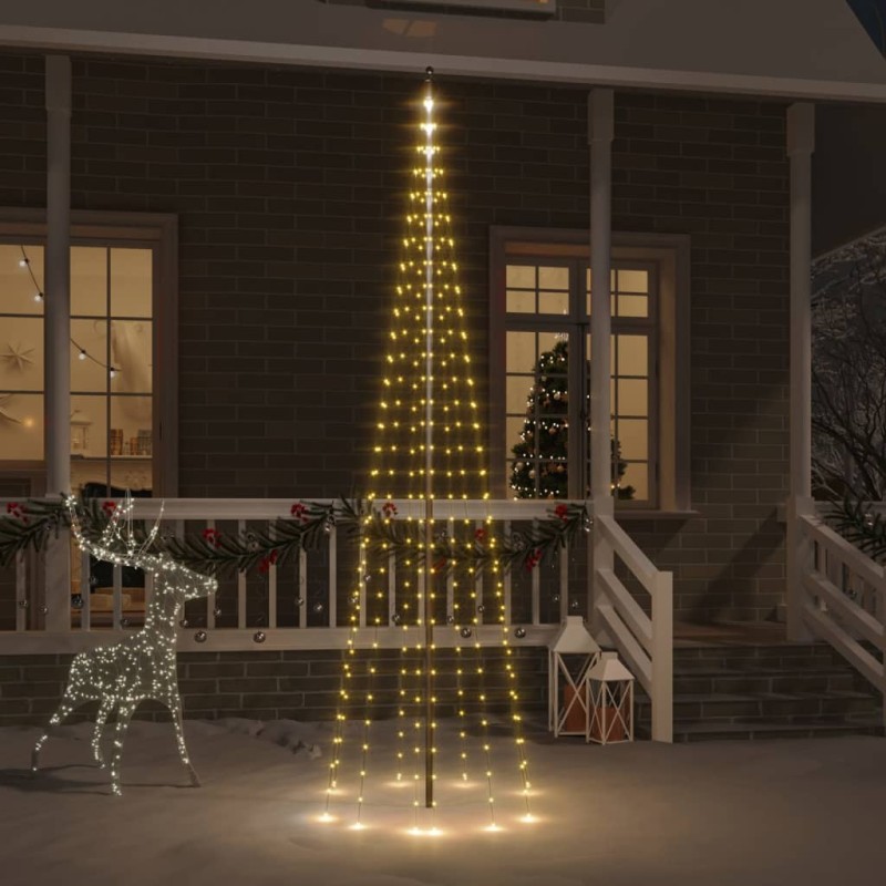 vidaXL Árbol de Navidad en asta de bandera 310 LED blanco cálido 300cm vidaXL Árbol de Navidad en asta de bandera 310 LED blanco cálido 300cm