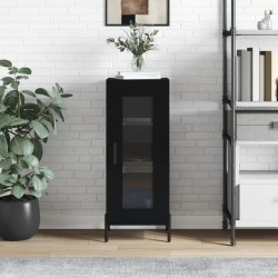 vidaXL Aparador de madera contrachapada negro 34,5x34x90 cm