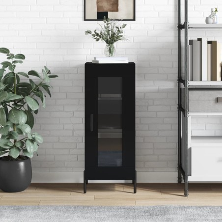 vidaXL Aparador de madera contrachapada negro 34,5x34x90 cm
