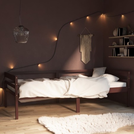vidaXL Estructura de cama madera maciza pino marrón oscuro 90x200 cm