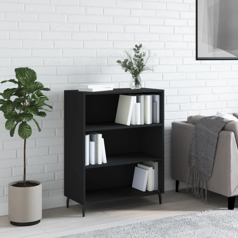 vidaXL Estantería madera de ingeniería negro 69,5x32,5x90 cm vidaXL Estantería madera de ingeniería negro 69,5x32,5x90 cm