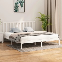 vidaXL Estructura de cama madera maciza blanca super king 180x200 cm