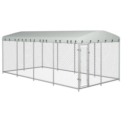 vidaXL Perrera de exterior con techo 8x4x2,3 m