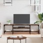 vidaXL Mueble TV hierro madera contrachapada roble ahumado 161x35x45cm vidaXL Mueble TV hierro madera contrachapada roble ahumado 161x35x45cm