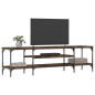 vidaXL Mueble TV hierro madera contrachapada roble ahumado 161x35x45cm vidaXL Mueble TV hierro madera contrachapada roble ahumado 161x35x45cm