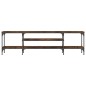 vidaXL Mueble TV hierro madera contrachapada roble ahumado 161x35x45cm vidaXL Mueble TV hierro madera contrachapada roble ahumado 161x35x45cm