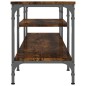 vidaXL Mueble TV hierro madera contrachapada roble ahumado 161x35x45cm vidaXL Mueble TV hierro madera contrachapada roble ahumado 161x35x45cm