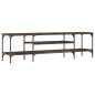 vidaXL Mueble TV hierro madera contrachapada roble ahumado 161x35x45cm vidaXL Mueble TV hierro madera contrachapada roble ahumado 161x35x45cm