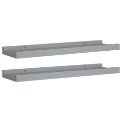vidaXL Repisa para marcos de fotos 2 uds MDF gris 40x9x3 cm
