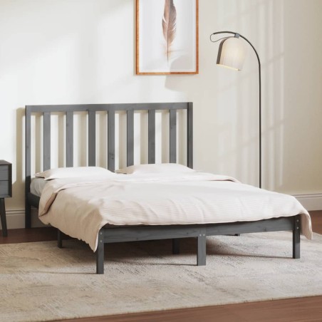 vidaXL Estructura de cama de madera maciza de pino gris 140x190 cm