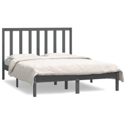 vidaXL Estructura de cama de madera maciza de pino gris 140x190 cm