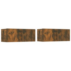 vidaXL Mueble de TV 2 uds madera contrachapada color roble 80x30x30 cm