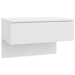 vidaXL Mesita de noche de pared blanco brillante