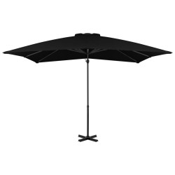 vidaXL Sombrilla voladiza con poste de aluminio negro 250x250 cm