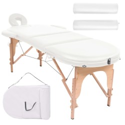 vidaXL Camilla de masaje plegable 4 cm de grosor 2 cojines blanco