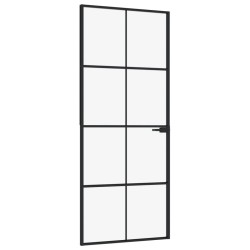 vidaXL Puerta de interior vidrio templado y aluminio negro 83x201,5 cm