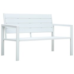 vidaXL Banco de jardín de HDPE aspecto de madera blanco 120 cm
