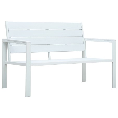 vidaXL Banco de jardín de HDPE aspecto de madera blanco 120 cm