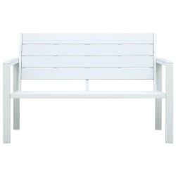 vidaXL Banco de jardín de HDPE aspecto de madera blanco 120 cm