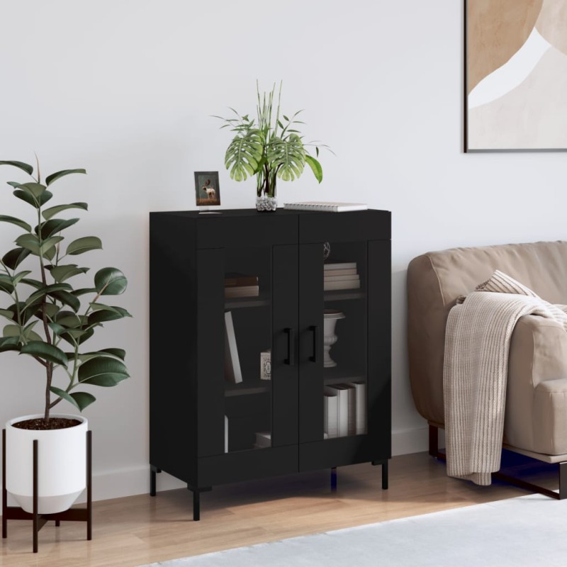 vidaXL Aparador de madera de ingeniería negro 69,5x34x90 cm
