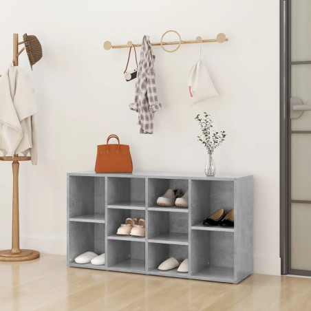 vidaXL Banco zapatero madera contrachapada gris hormigón 103x30x54,5cm