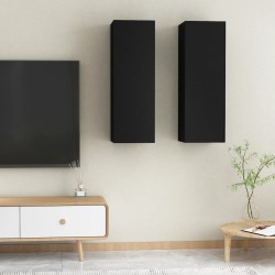 vidaXL Muebles para TV 2 uds madera contrachapada negro 30,5x30x90 cm