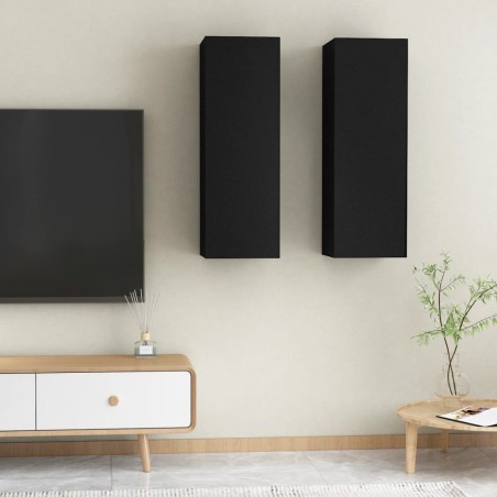 vidaXL Muebles para TV 2 uds madera contrachapada negro 30,5x30x90 cm