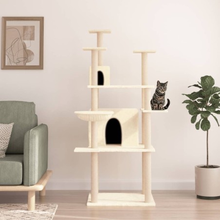 vidaXL Rascador para gatos con postes de sisal crema 166 cm
