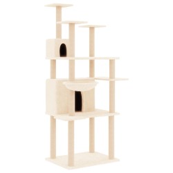 vidaXL Rascador para gatos con postes de sisal crema 166 cm