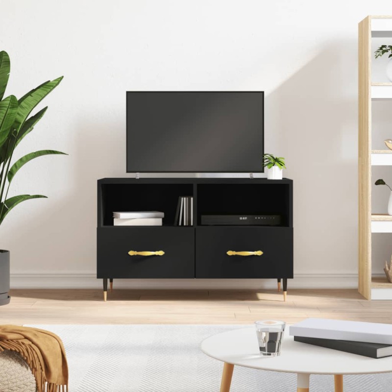vidaXL Mueble para TV madera contrachapada negro 80x36x50 cm vidaXL Mueble para TV madera contrachapada negro 80x36x50 cm