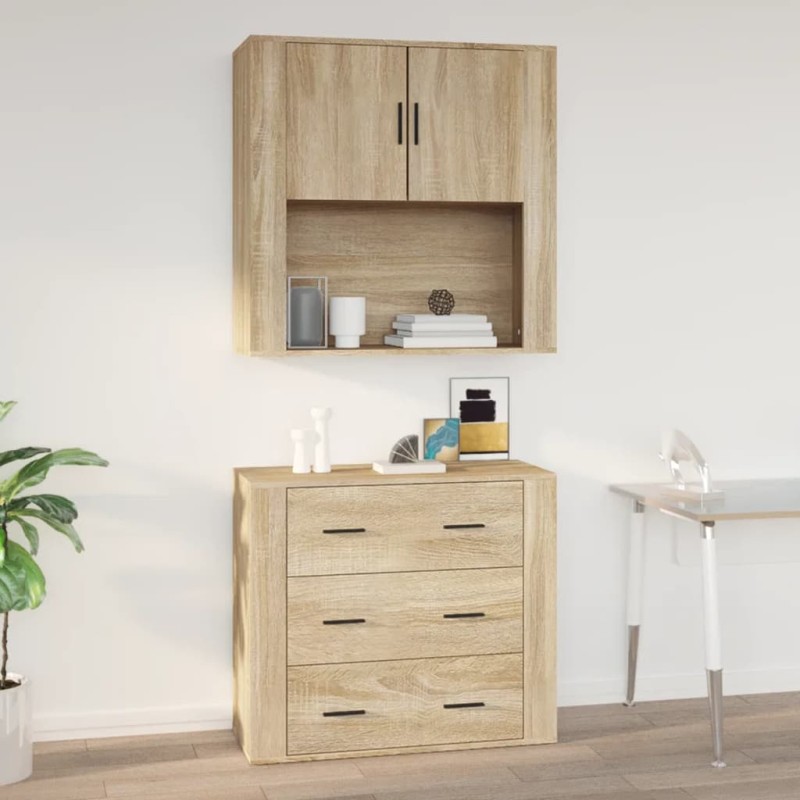 vidaXL Armario de pared madera contrachapada roble sonoma 80x33x80 cm vidaXL Armario de pared madera contrachapada roble sonoma 80x33x80 cm