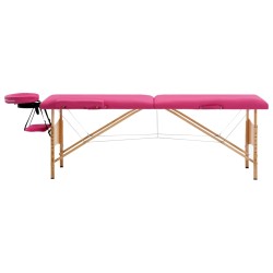 vidaXL Camilla de masaje plegable 2 zonas madera rosa