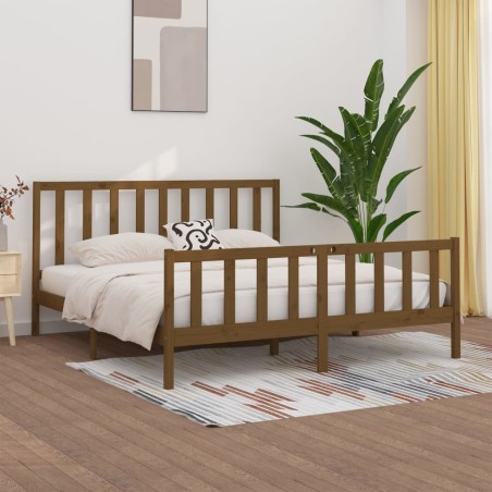 vidaXL Estructura de cama madera maciza marrón miel 200x200 cm