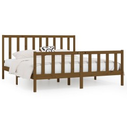 vidaXL Estructura de cama madera maciza marrón miel 200x200 cm