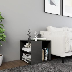 vidaXL Mesa auxiliar madera contrachapada gris brillante 50x50x45 cm