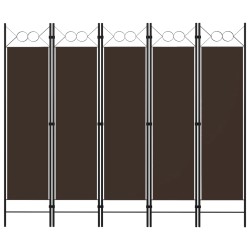 vidaXL Biombo divisor de 5 paneles marrón 200x180 cm