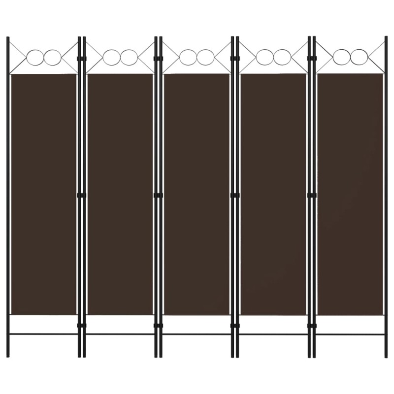 vidaXL Biombo divisor de 5 paneles marrón 200x180 cm vidaXL Biombo divisor de 5 paneles marrón 200x180 cm