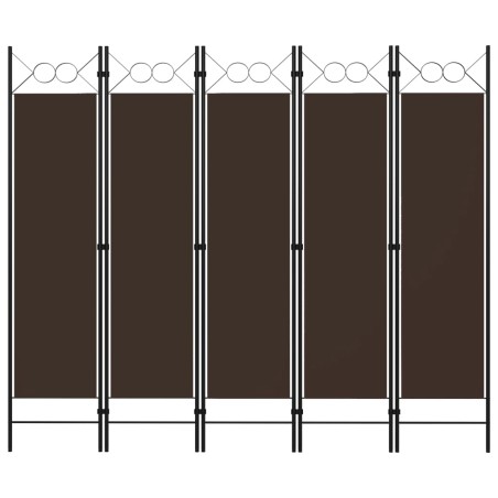 vidaXL Biombo divisor de 5 paneles marrón 200x180 cm