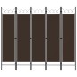 vidaXL Biombo divisor de 5 paneles marrón 200x180 cm vidaXL Biombo divisor de 5 paneles marrón 200x180 cm