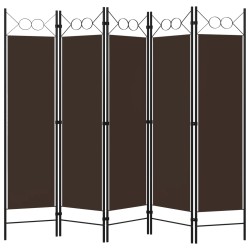 vidaXL Biombo divisor de 5 paneles marrón 200x180 cm