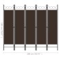 vidaXL Biombo divisor de 5 paneles marrón 200x180 cm vidaXL Biombo divisor de 5 paneles marrón 200x180 cm