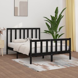 vidaXL Estructura de cama de madera maciza negra 140x200 cm
