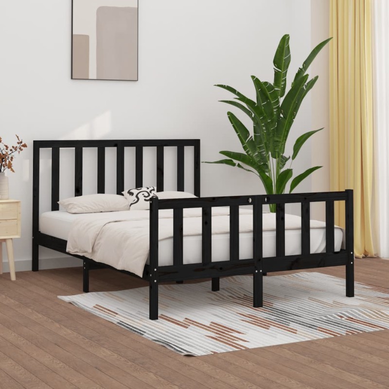 vidaXL Estructura de cama de madera maciza negra 140x200 cm vidaXL Estructura de cama de madera maciza negra 140x200 cm